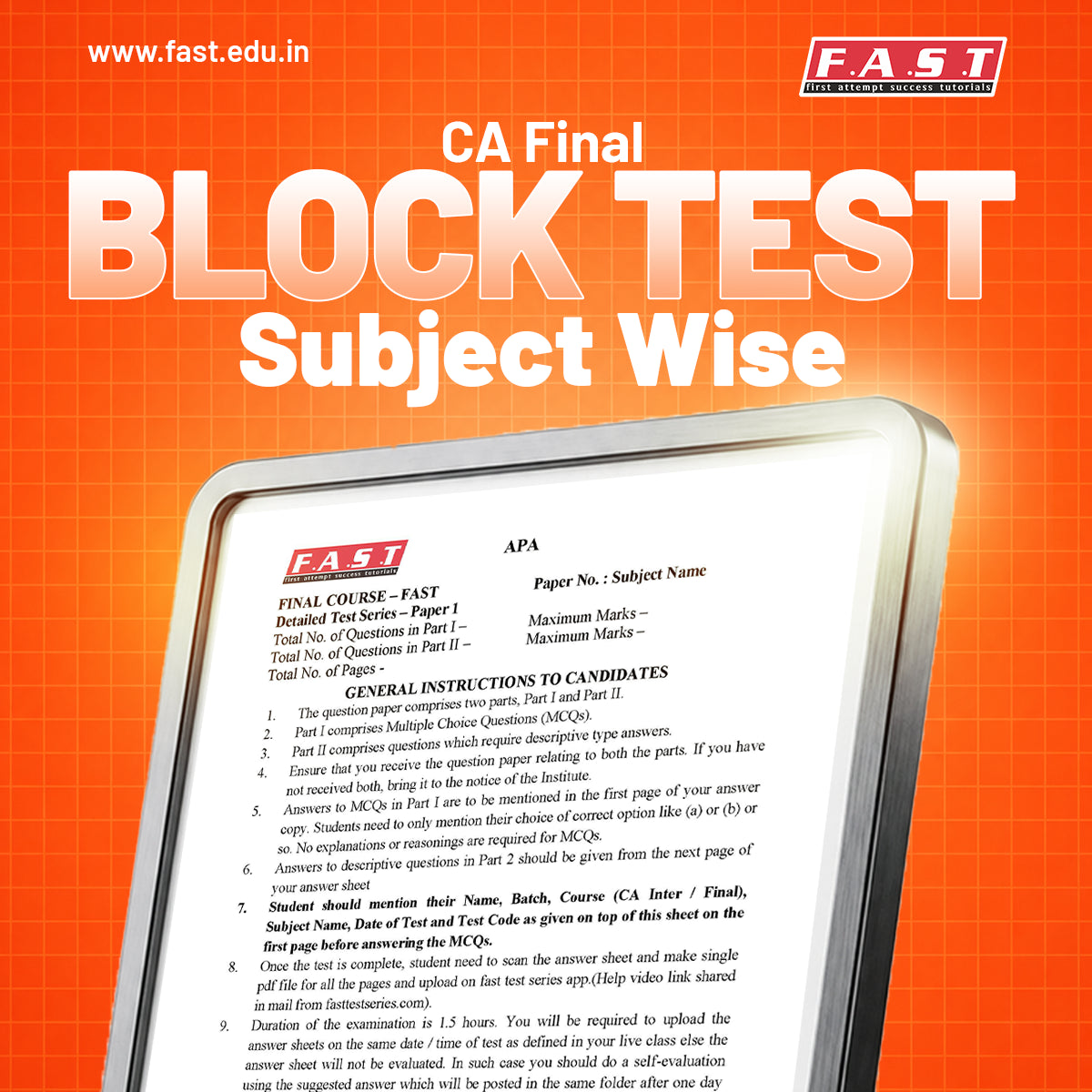 CA Final Subject Wise Block Test Series
