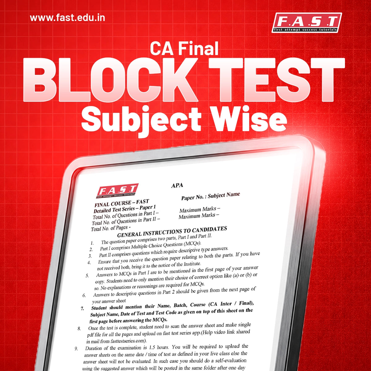 CA Final Subject Wise Block Test Series