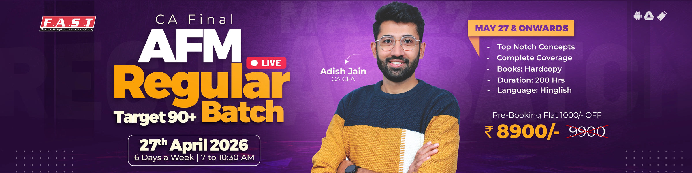 CA Final AFM Regular batches by CA CFA Adish Jain