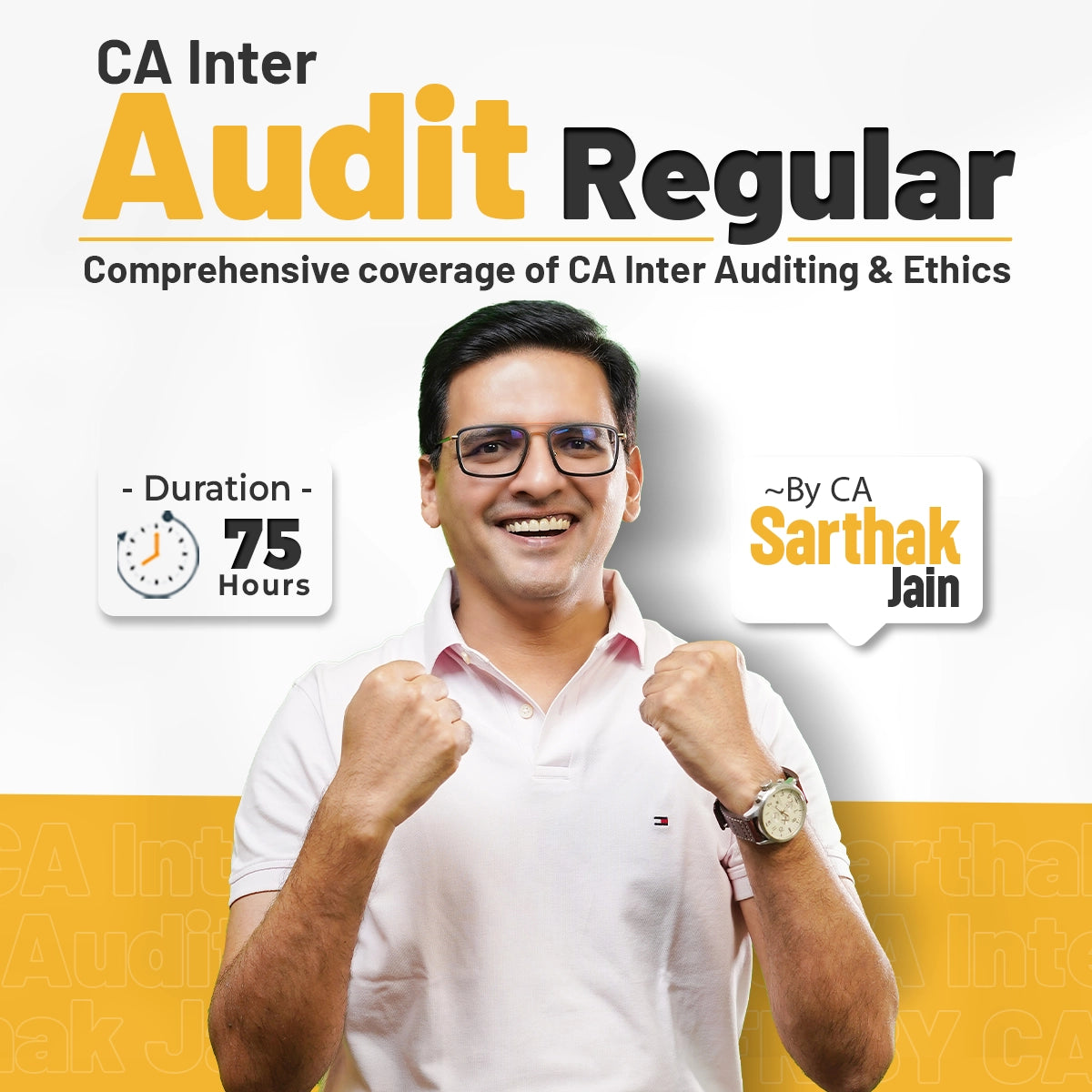 CA Inter Audit Regular batch featuring professional instructor, 75 hours duration, comprehensive auditing and ethics coverage