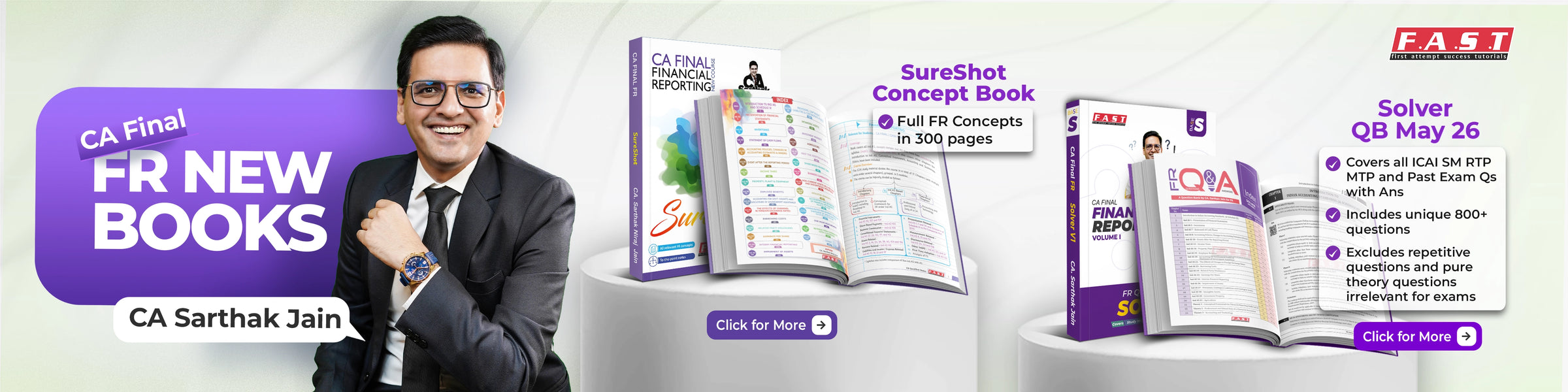 CA Final FR New Books by CA Sarthak Jain – SureShot Concept Book and Solver QB May 2026